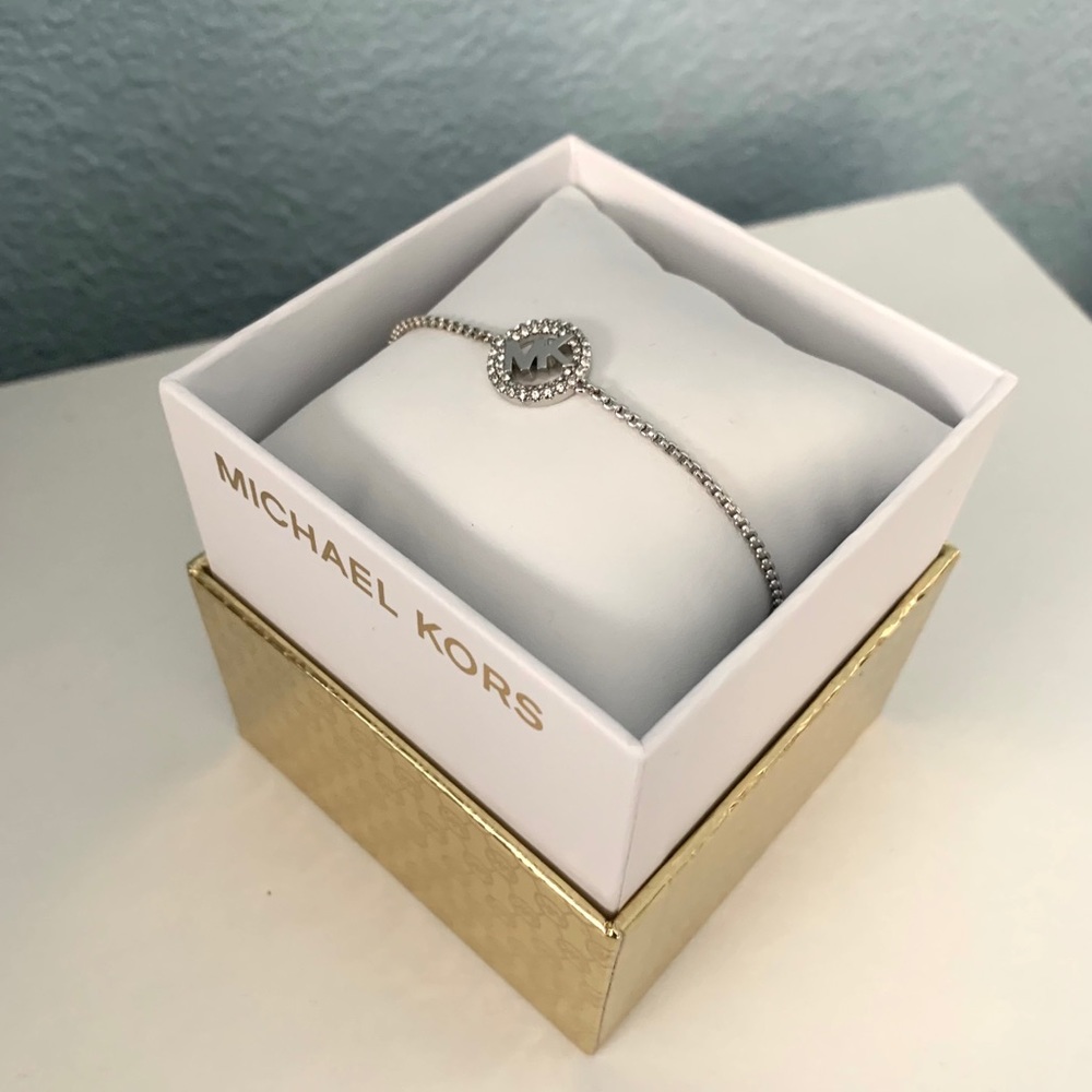 NWT authentic MK rhodium plated slider bracelet - Picture 4 of 6